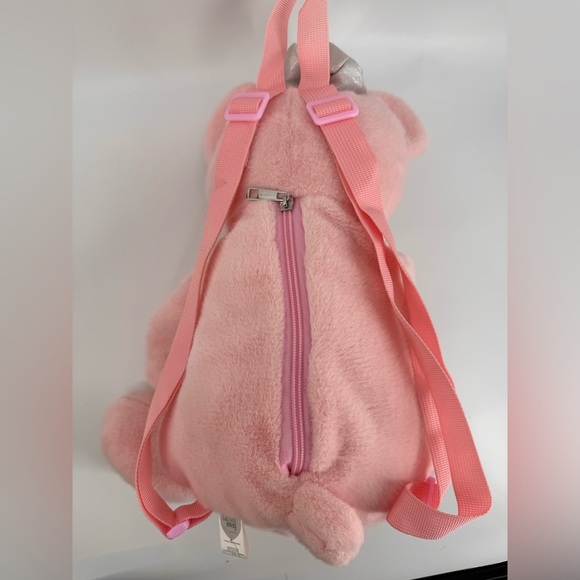 Adorable Plush Pink Teddy Backpack 14” New - Picture 5 of 7